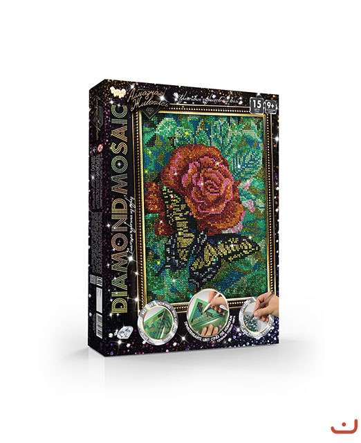 Алмазна живопис DIAMOND MOSAIC Метелик на квіточці Dankotoys (DM-02-08)