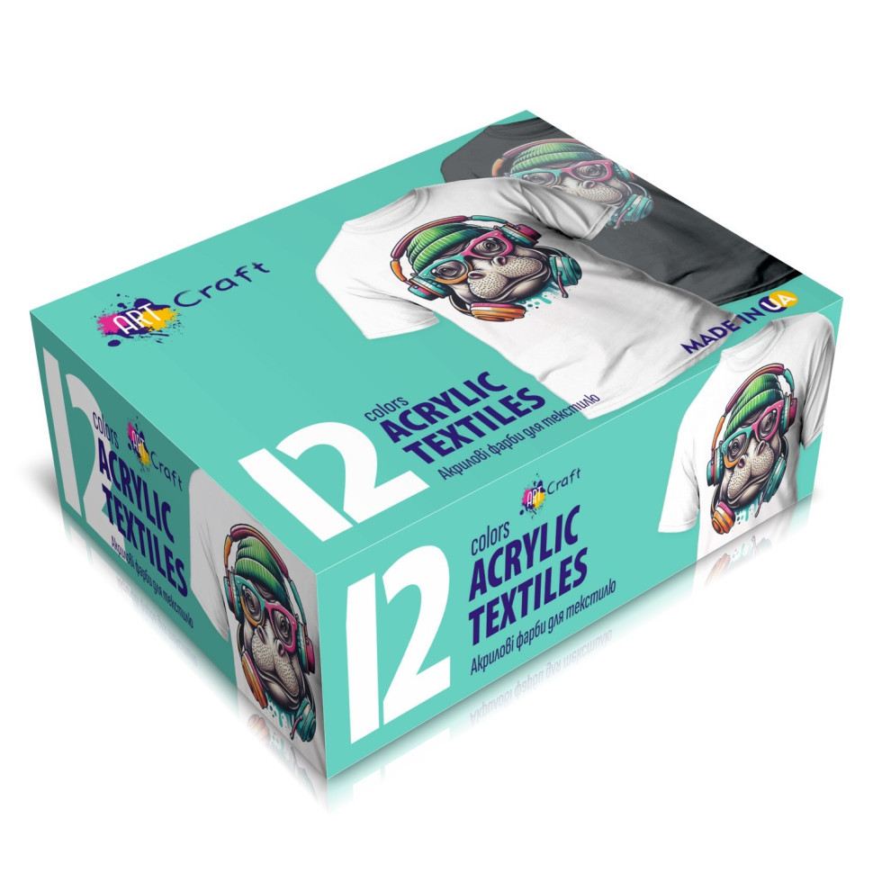 Набір акрилових фарб для текстилю Art Craft 5027-AC 12 кольорів по 20 мл.