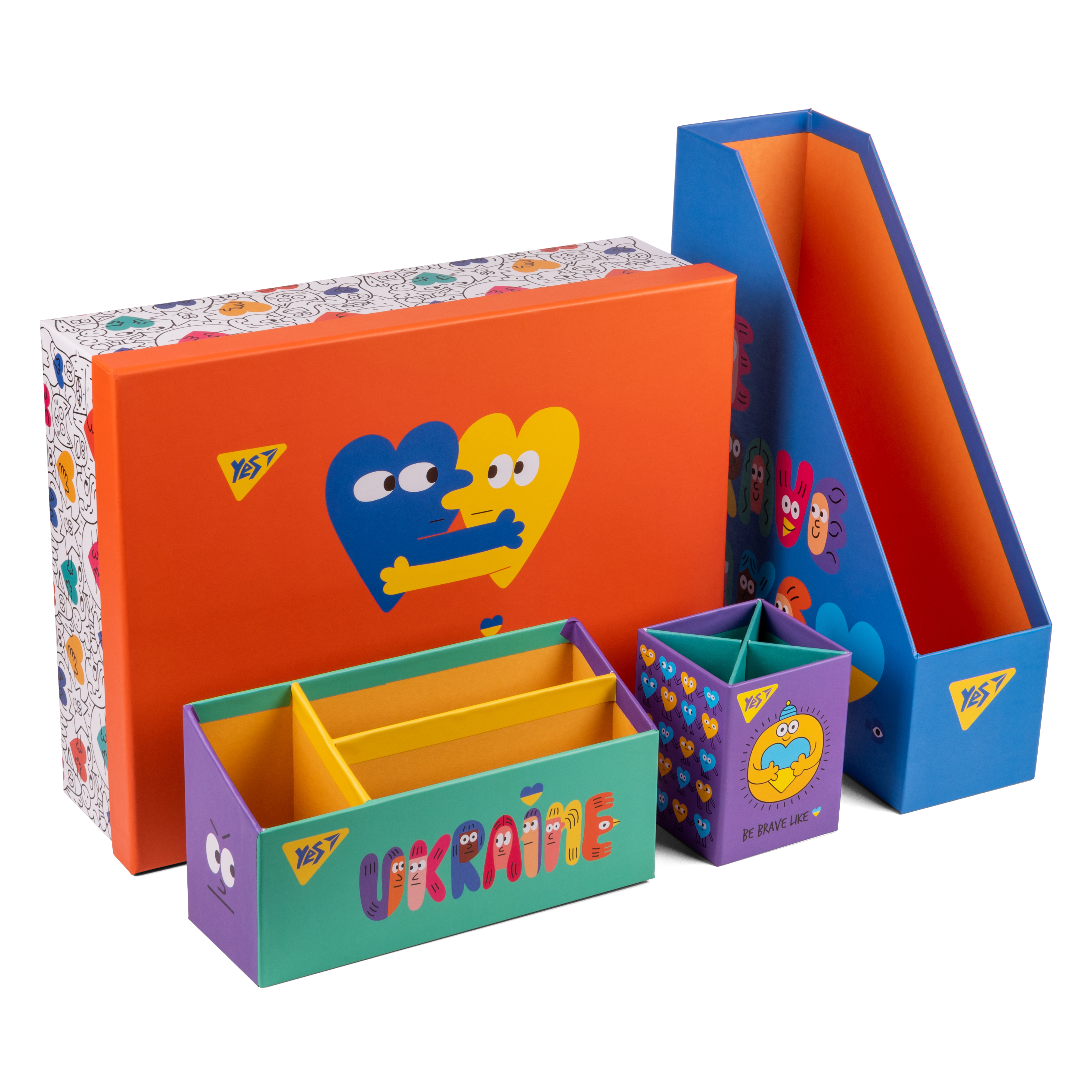 Настільний органайзер у наборі YES Stand with Ukraine картонний 4 предмети (450130)