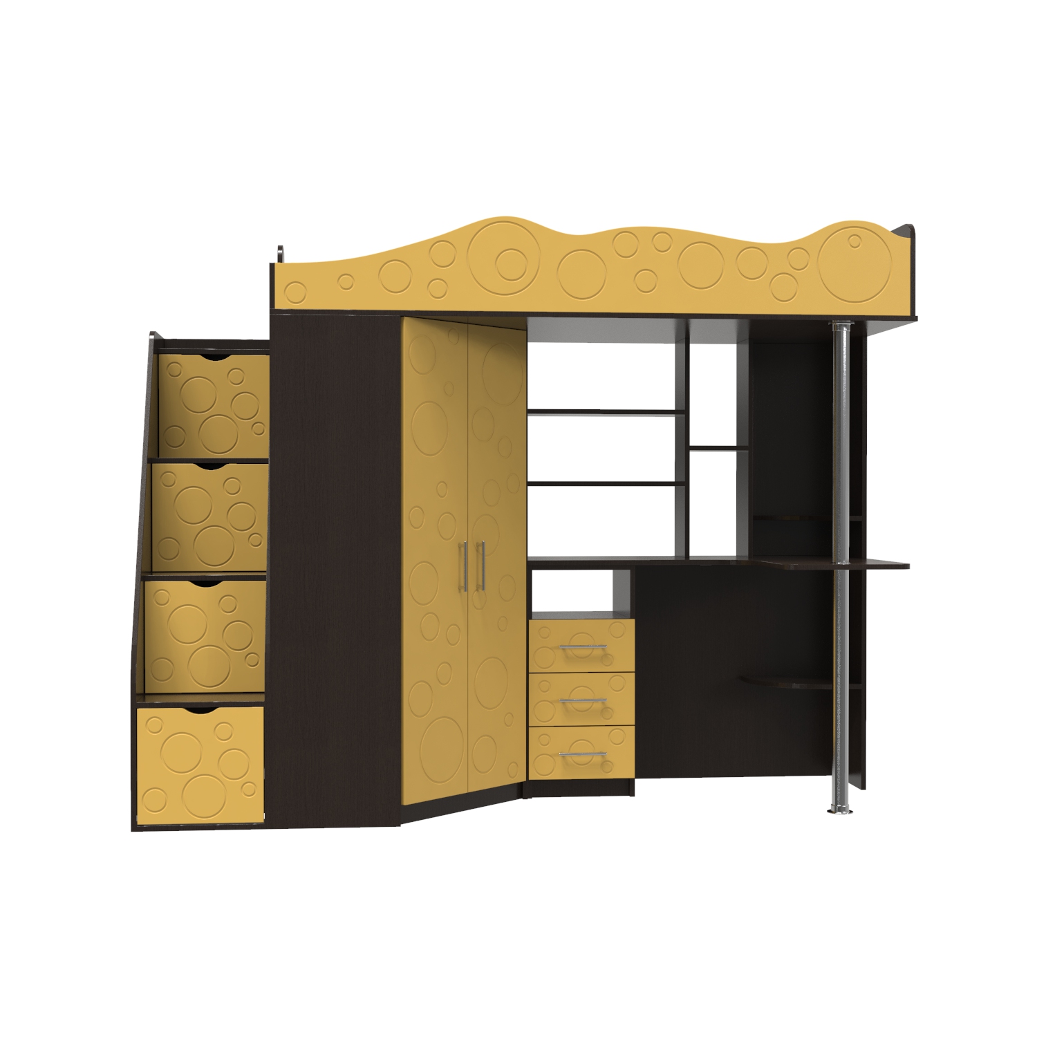 Ліжко-горище дитяче Art in Head Binky ДС37А 2332x1800x832 мм Венге Охра (510212530)