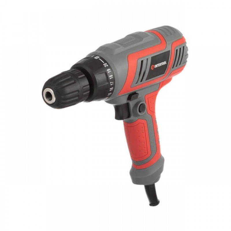Дриль-шуруповерт електричний INTERTOOL DT-0103 320 Вт Сіро-червоний (51000)