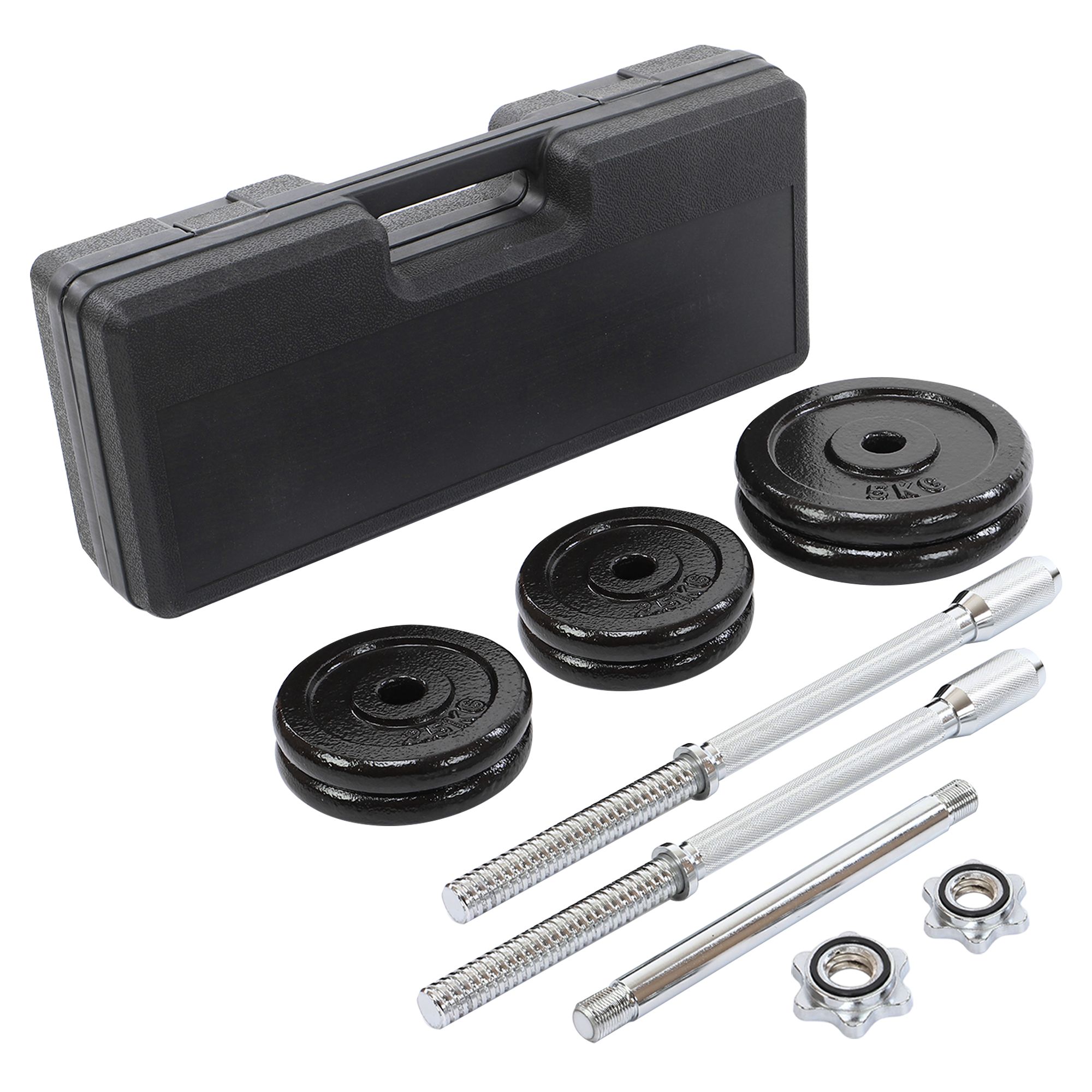 Набір гантелей із штангою 3в1 у пластиковому кейсі Zelart TA-9637 2х12,5 кг чорний