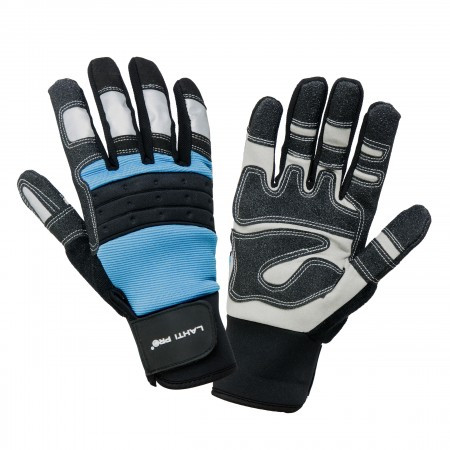 Рукавички робочі світловідбиваючі посилені Lahti Pro 2807 10(XL) Чорно-блакитні