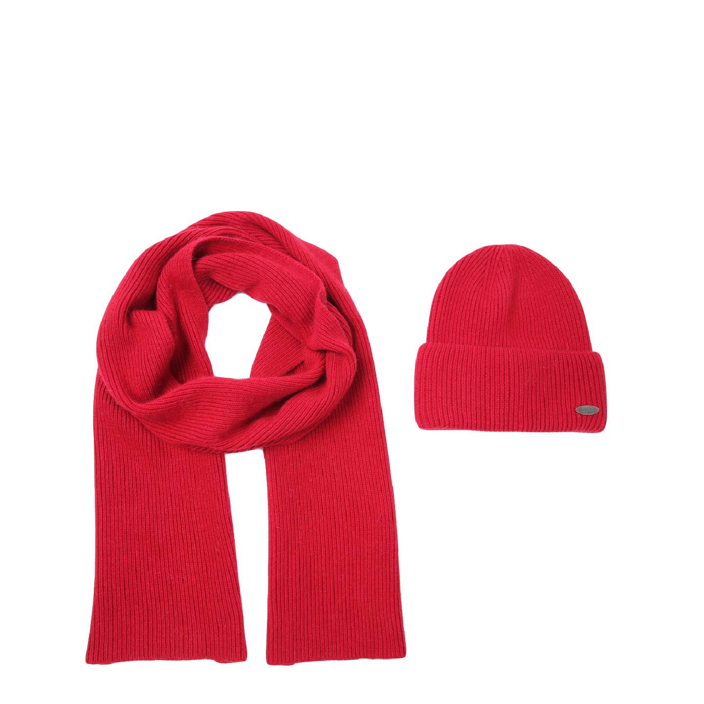 Набір шапка біні шарф жіночий LuckyLOOK George One Size Червоний 598-690