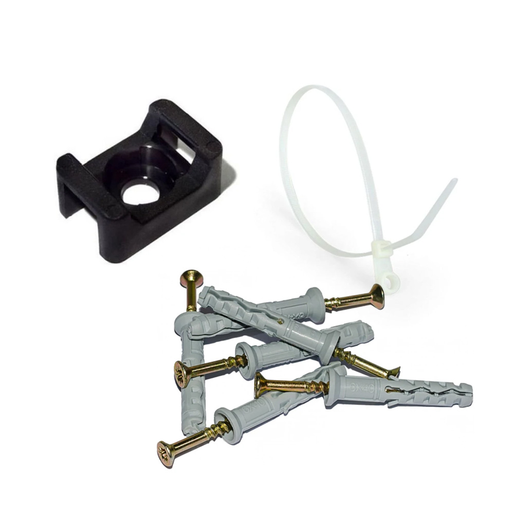 Монтажний комплект Стяжки Relfix 5х200 мм з кріпленням 100 шт/Майданчики для стяжки під дюбель 16х22 мм 100шт/Дюбелі швидкого монтажу 6х40 мм 100 шт