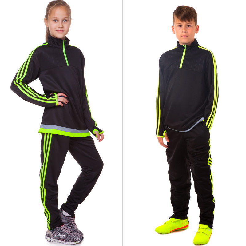 Костюм спортивний LIDONG LD-2001T 32 ріст 145-155 Чорний-салатовий