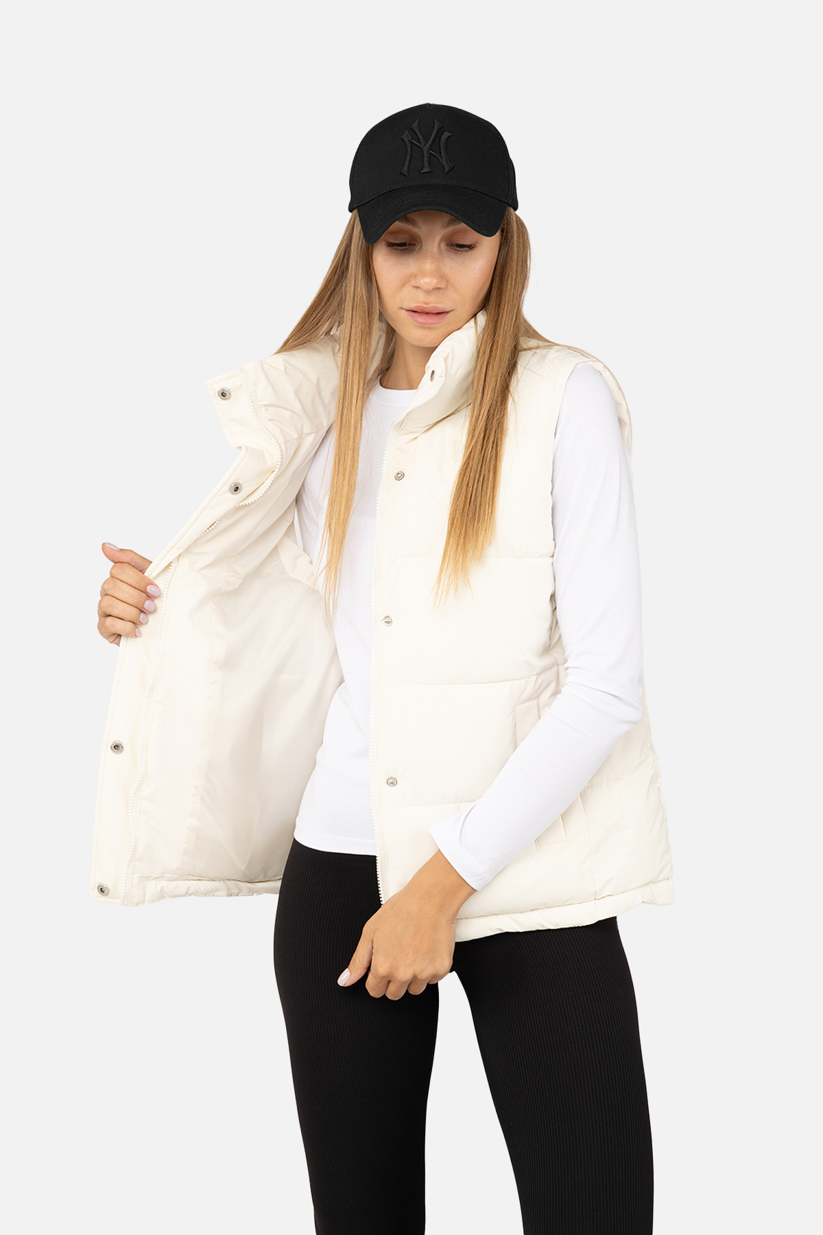 Жіночий жилет XUEJIAYI утеплений XXL Молочний ЦБ-00256281 (SKT001009718)