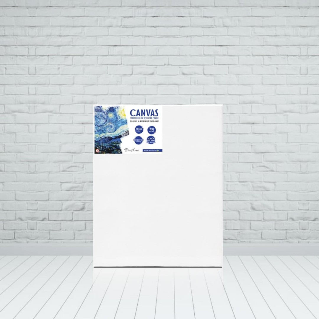 Полотно для малювання Brushme 40х50 см на дерев'яному підрамнику з галерейною натяжкою HL7 Білий