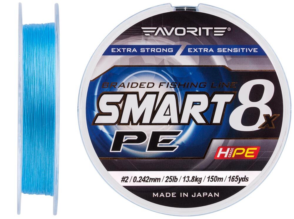 Шнур Favorite Smart PE 8x 150м #2.0/0.242mm 25lb/13.8kg Синій (1013-1693.10.76)