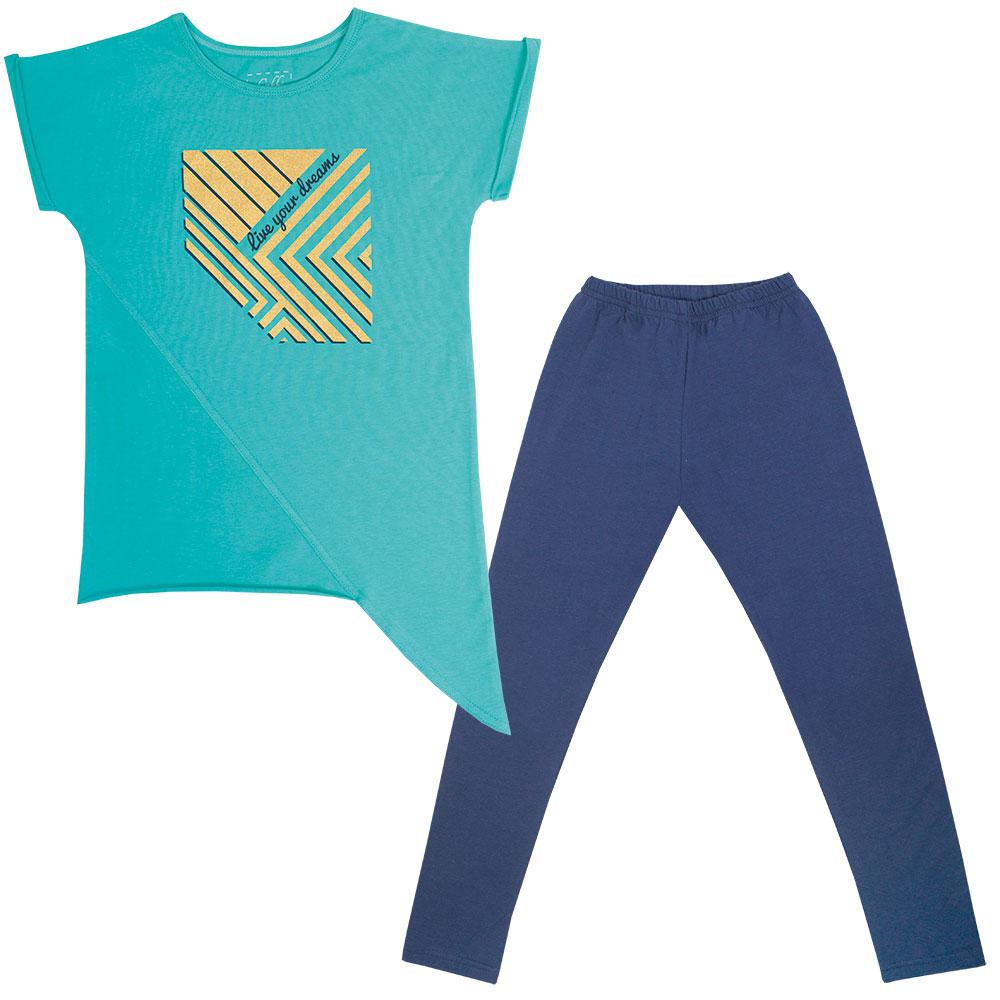 Костюм літній для дівчинки Gabbi KS-19-18-2 Подорож Ментоловий на зріст 134 (11607)