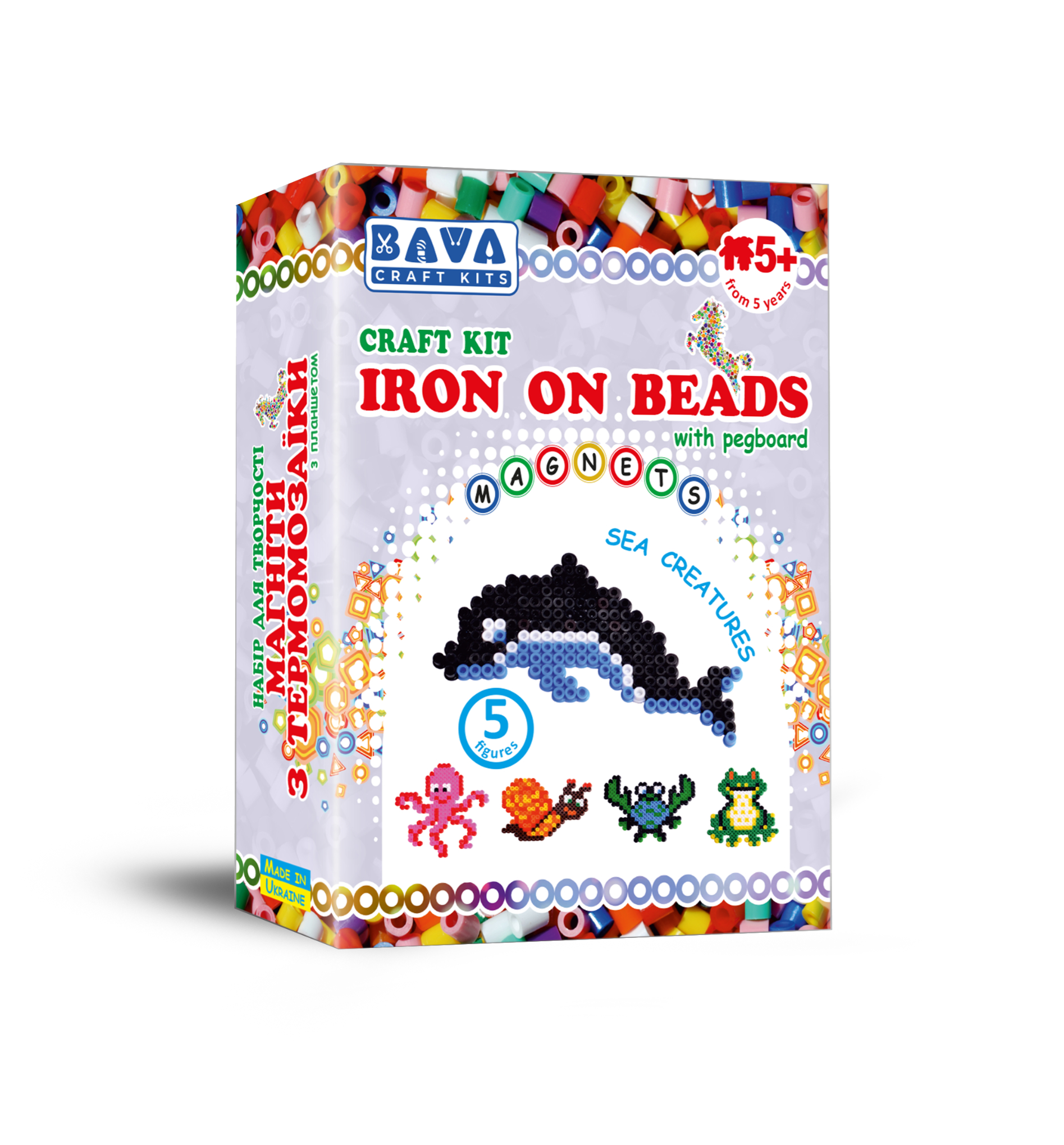 Набір для творчості Магніти з термомозаїки УМНЯШКА "Морські" TM-003, 5 фігур