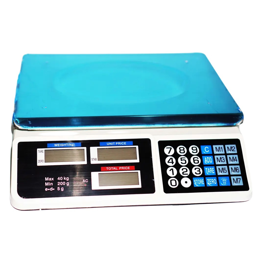 Ваги торговельні електронні RIAS Digital Pricing з акумулятором та лічильником ціни до 40 кг (3_03973)
