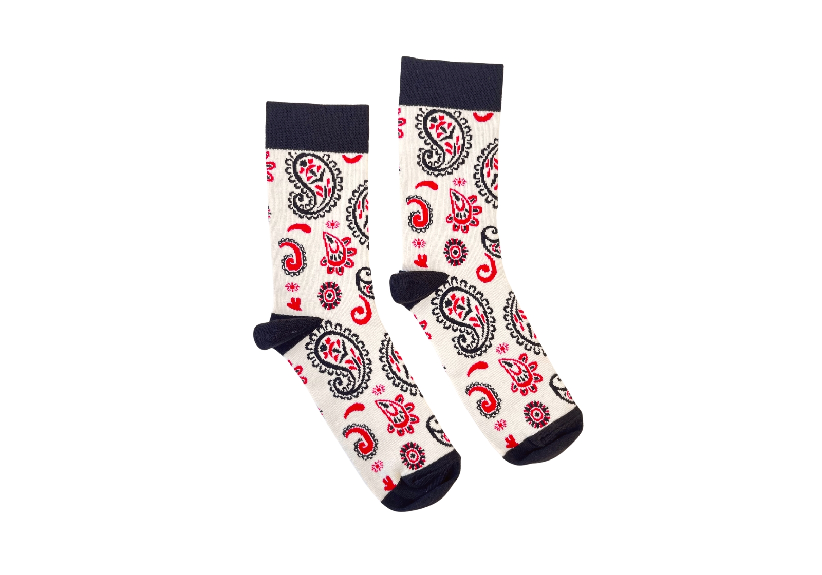 Шкарпетки RAO Йога Пейслі 39-41 бежеві з червоно-чорним візерунком