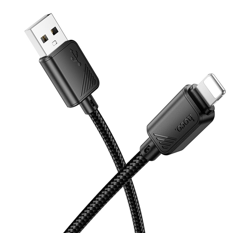 Кабель синхронізації Hoco X113 Nylon braided 2.4A USB-A to Lightning 1m Black (36776_3609177)