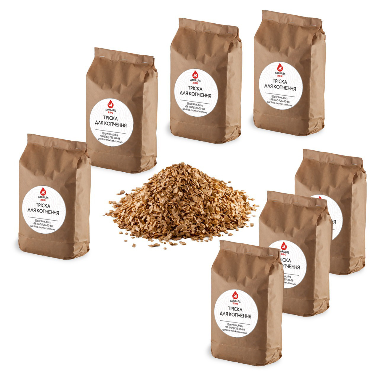 Набір тріски Gorillas BBQ KPT42 Вільха/Бук/Черешня/Дуб/Яблуня 7 кг (214)