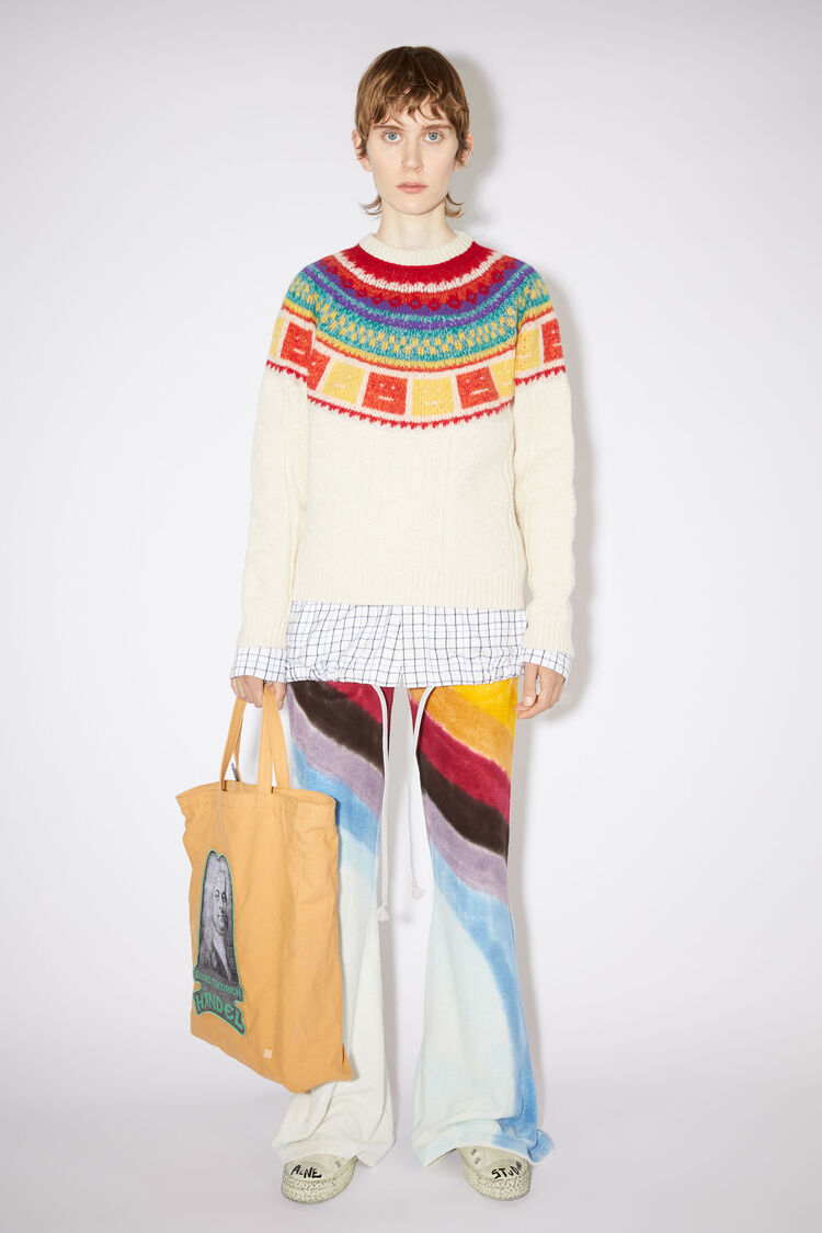 Светр No Brand Rainbow Crew Neck Wool Sweater S White