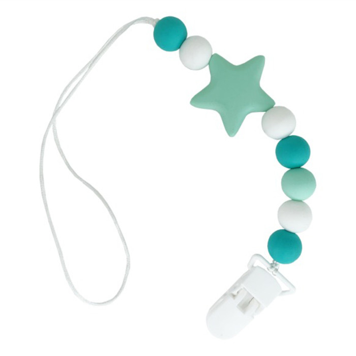 Ланцюжок для пустушки Зірка Mega Zayka MGZ-0512 (Turquoise) силіконовий