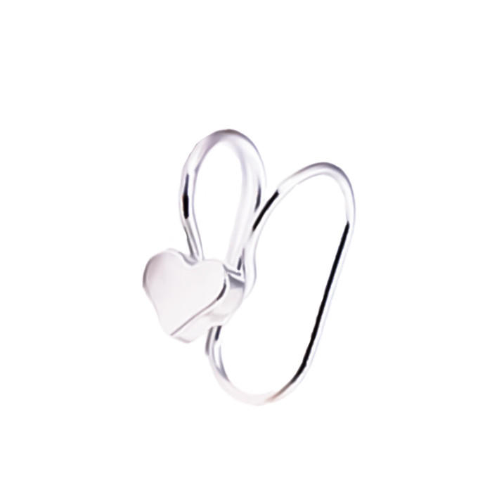 Серьга-каффа Серце срібляста Bioworld (13587)