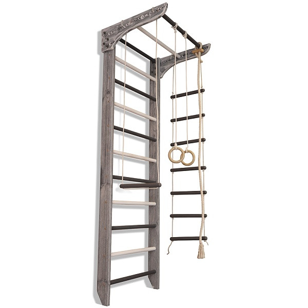 Шведська стінка SportBaby зі снарядами і турніком «Kinder Loft  White 2-240»