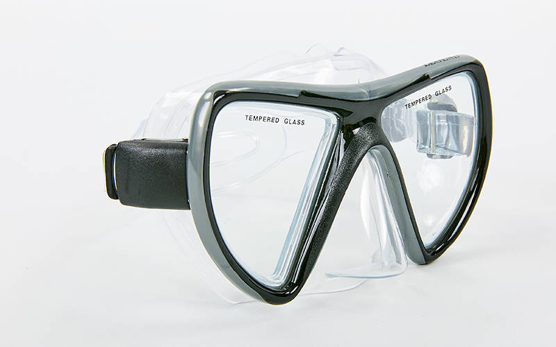 Маска для плавання No Brandу пластиковому боксі Legend M269-PVC Чорний-сірий