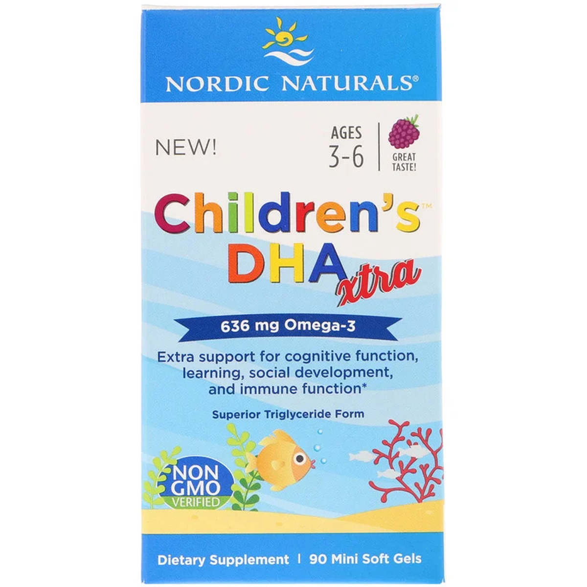 Риб'ячий Жир (ДГК) для дітей Nordic Naturals Children's DHA Xtra 3-6 років 636 мг Ягідний смак 90 Міні капсул