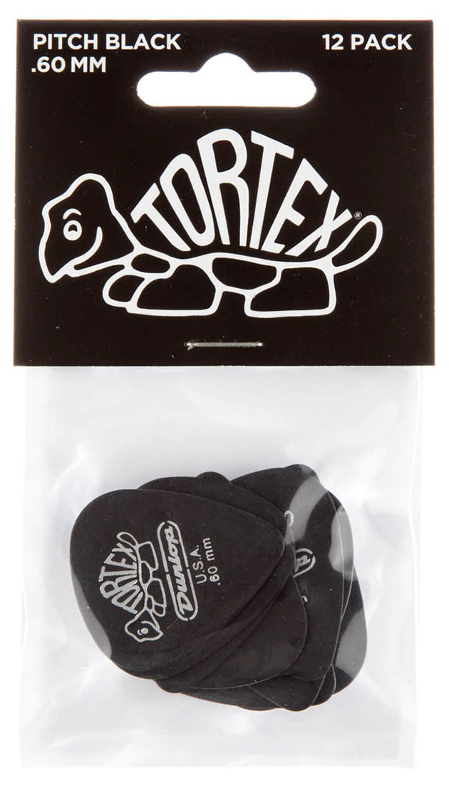 Медіатори Dunlop 488P.60 Tortex Pitch Black Standard Player's Pack 0.60 mm (12 шт.)