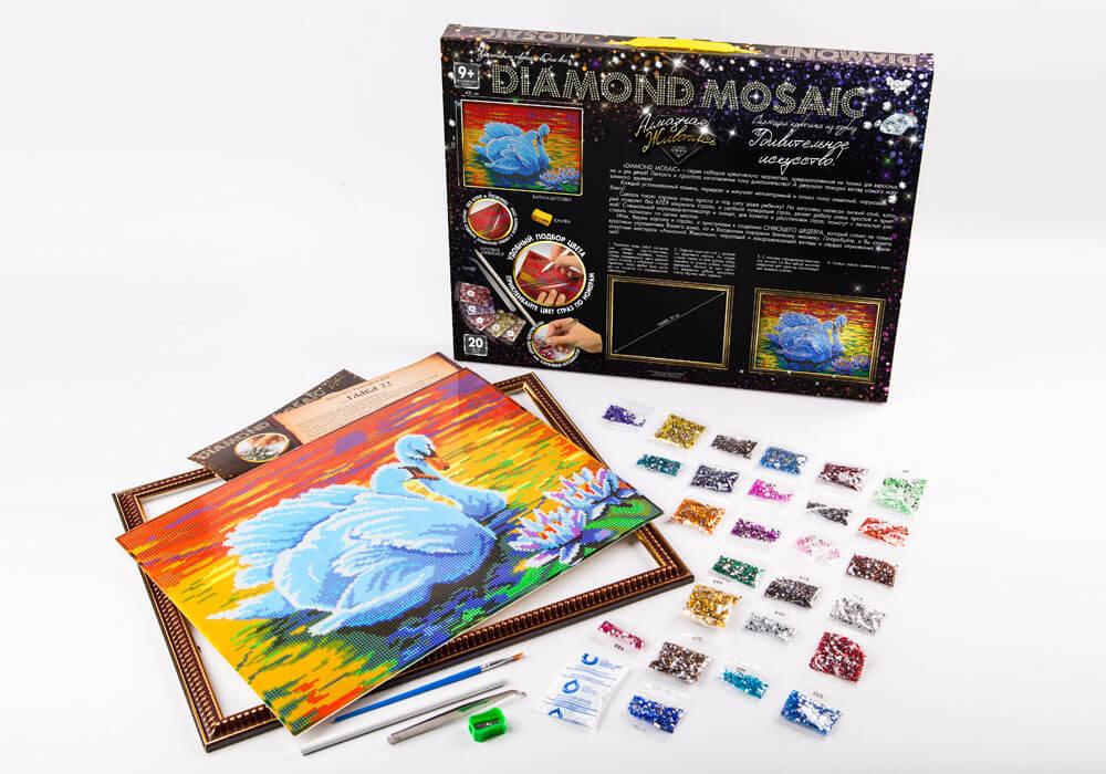 Набір для творчості Danko Toys Алмазна живопис Diamond mosaic Лебеді Різнокольоровий (BSIYQGIDQ)