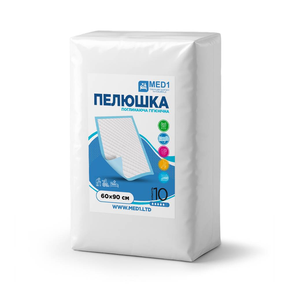 Медична одноразова поглинаюча пелюшка MED1 WC03 60x90 см 10 шт
