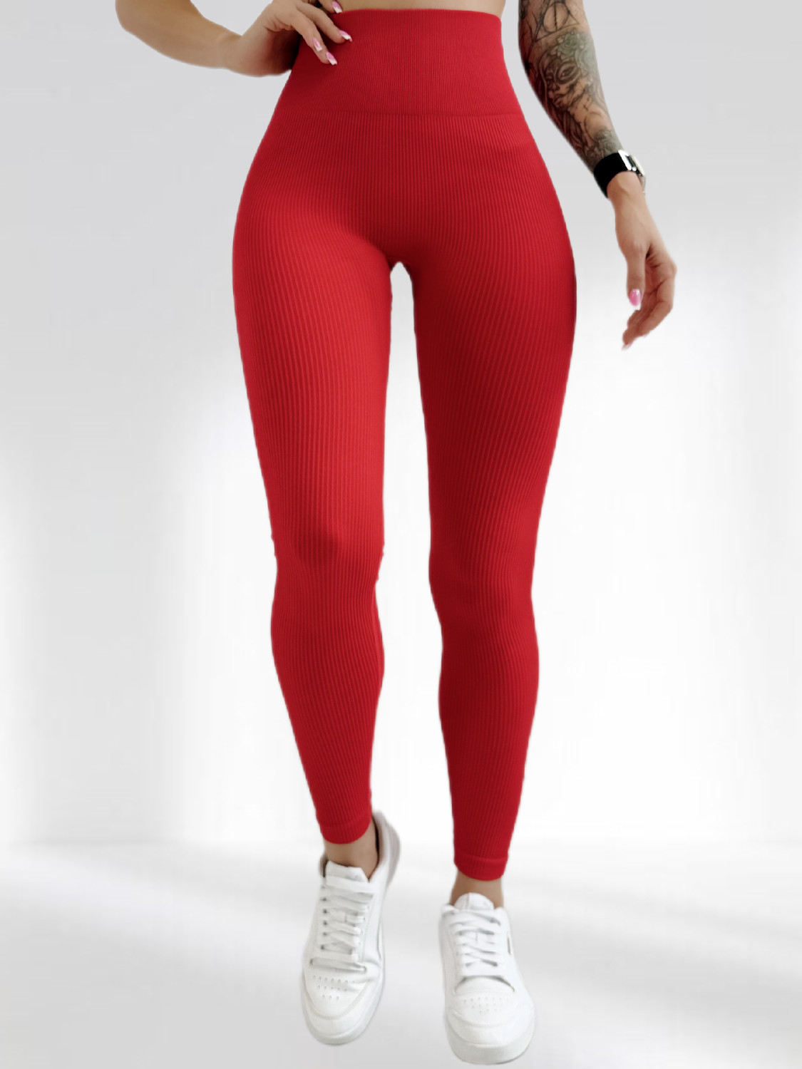 Лосини Пуш Ап в рубчик для фітнесу LILAFIT Червоний L (LFL000069)