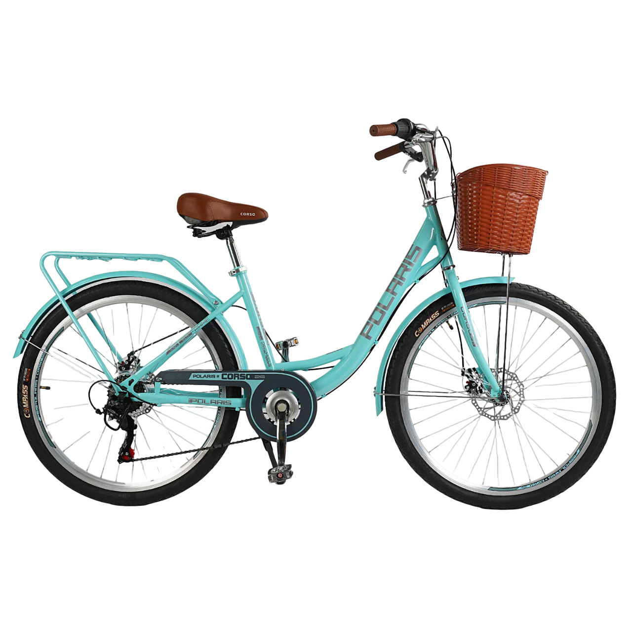 Велосипед міський 26 Corso Polaris PS-639 16.5 Shimano 7 швидкостей М'ятний (168069)