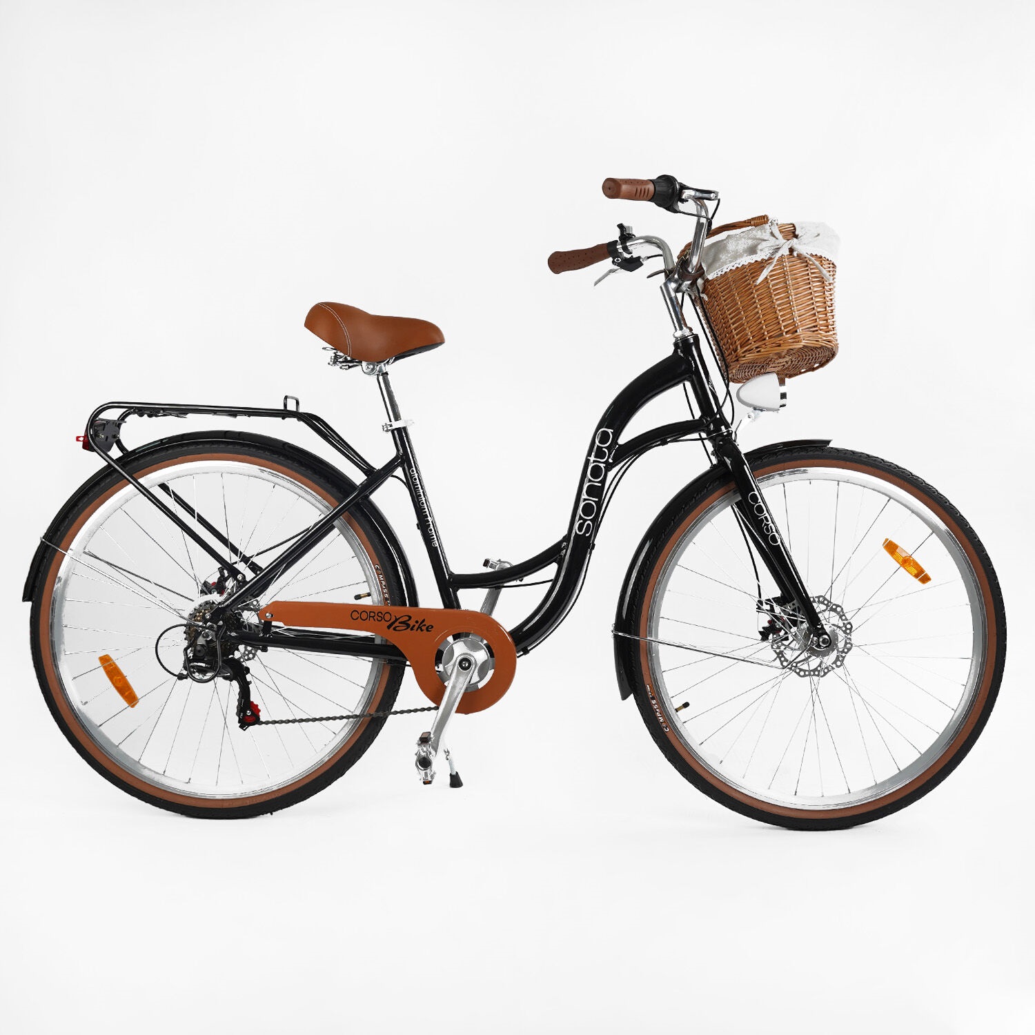 Велосипед міський 28 Corso Sonata SN-280 Shimano 7 швидкостей 18 Чорний (168036)
