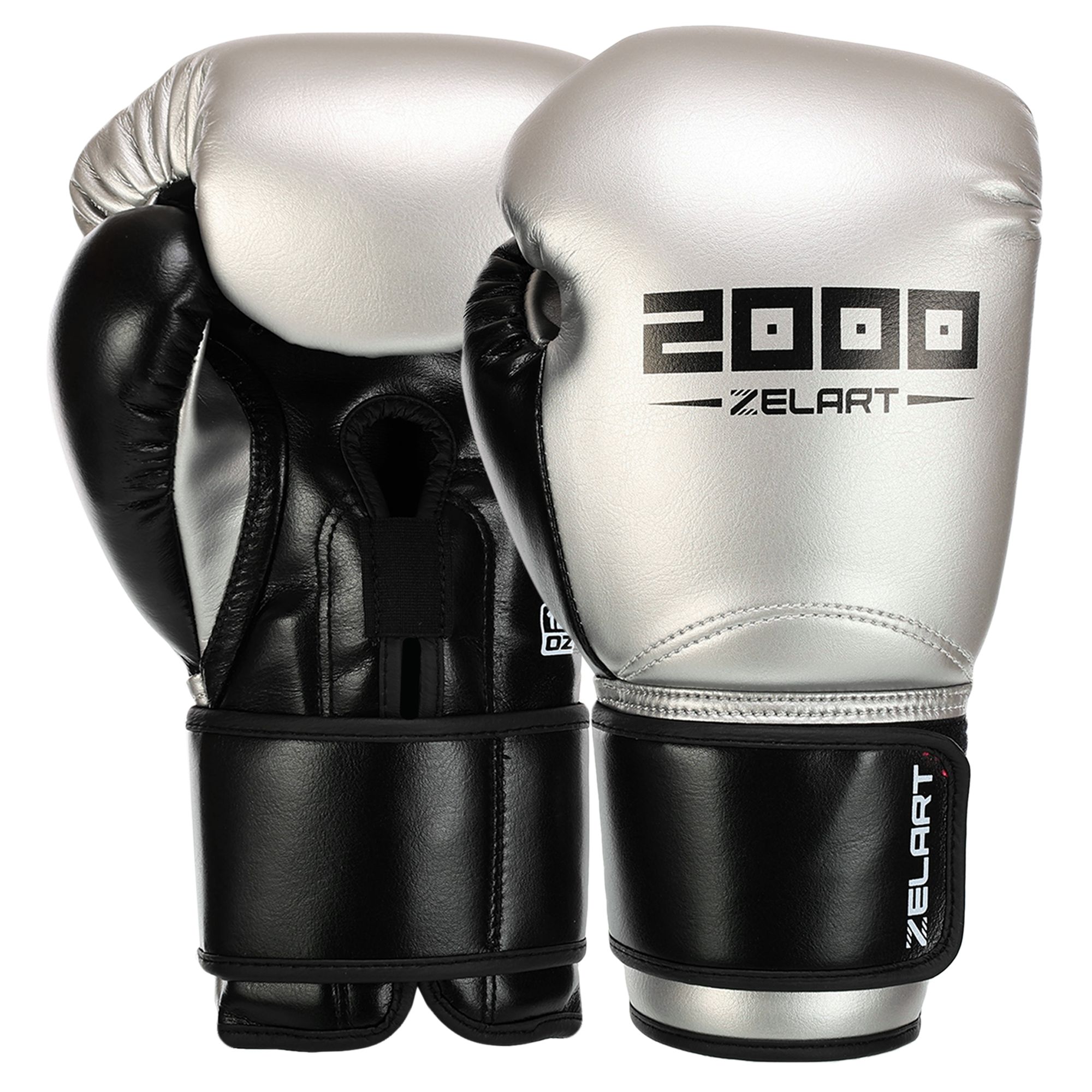 Рукавички боксерські Zelart BO-3897 14 унцій Сріблясто-чорний