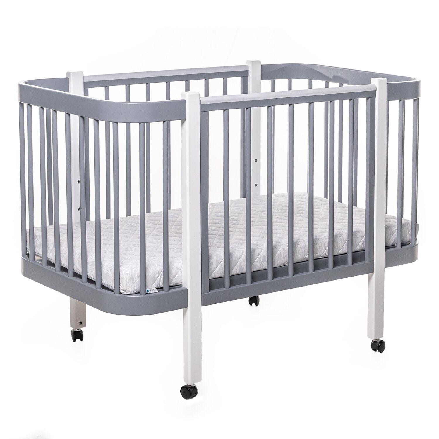 Ліжечко дерев'яне без шухляди Наталка Світанок 120 х 60 см Gray and White (149774)