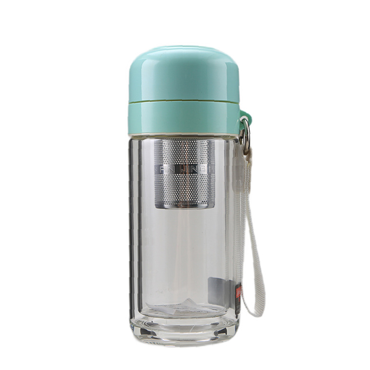 Термос скляний з подвійними стінками та заварником YIWU Hexagram 240 мл Бірюзовий (HP-14-40GR)