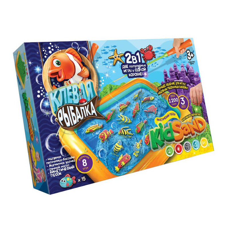 Набір креативної творчості Danko Toys Кінетичний пісок Кльова рибалка 2в1 (KRKS-01-01U )