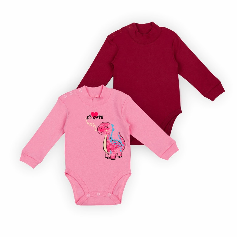 Комплект-боді для дівчинки Gabbi BD-24-7 2 шт Бордово-рожевий 74 (13932)