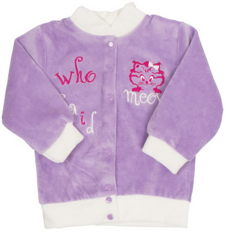 Кофта дитяча для дівчинки на кнопках GABBI Мяу Бузковий на зріст 68 (10987)