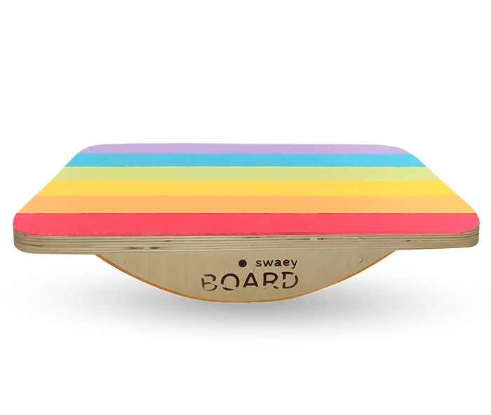 Дерев'яна балансувальна дошка по Більгоу без розмітки SwaeyBoard Rainbow до 150 кг 55х33х10 см Різнокольоровий