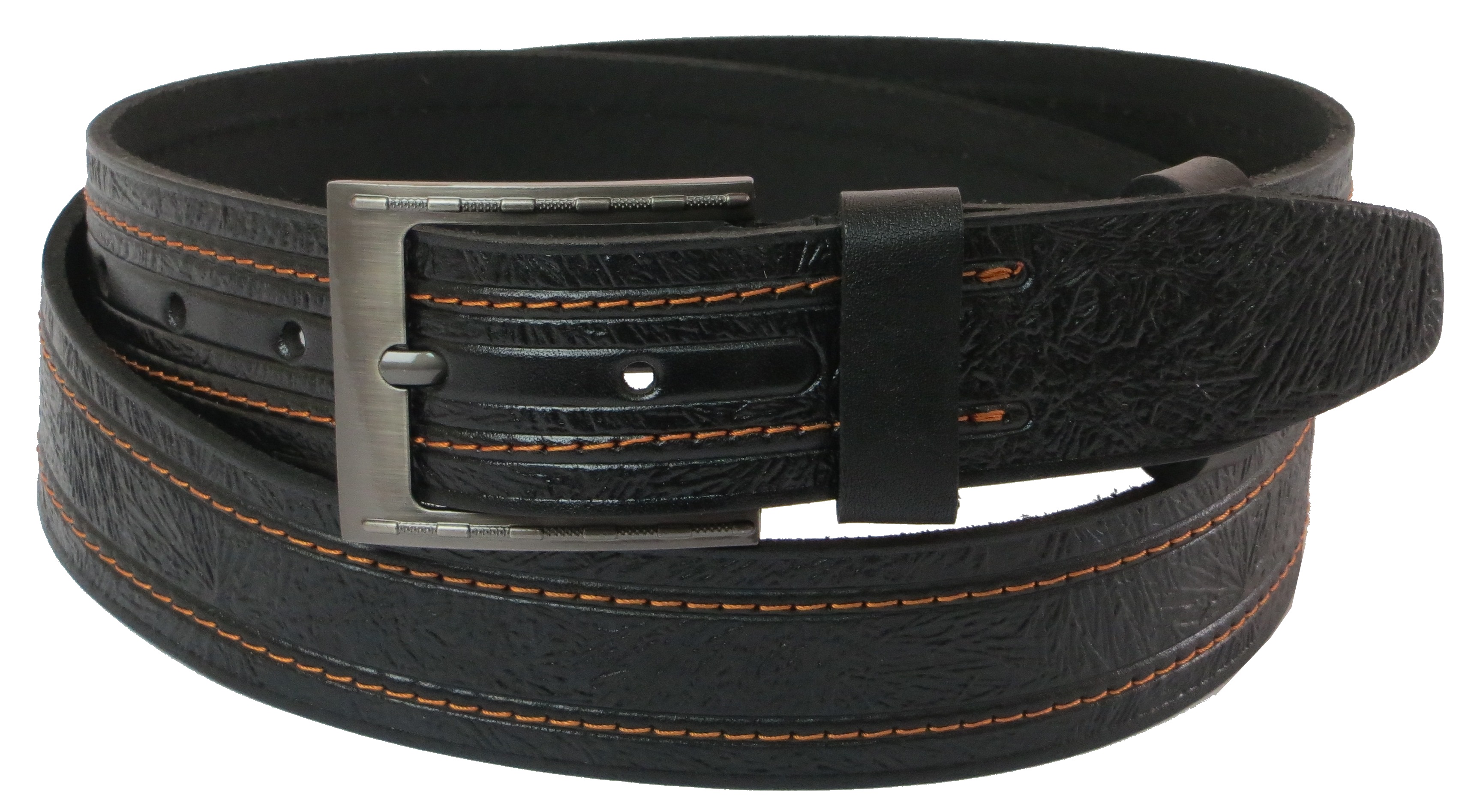 Шкіряний ремінь Skipper 110-130 x 3.8 см Чорний (1014-38)