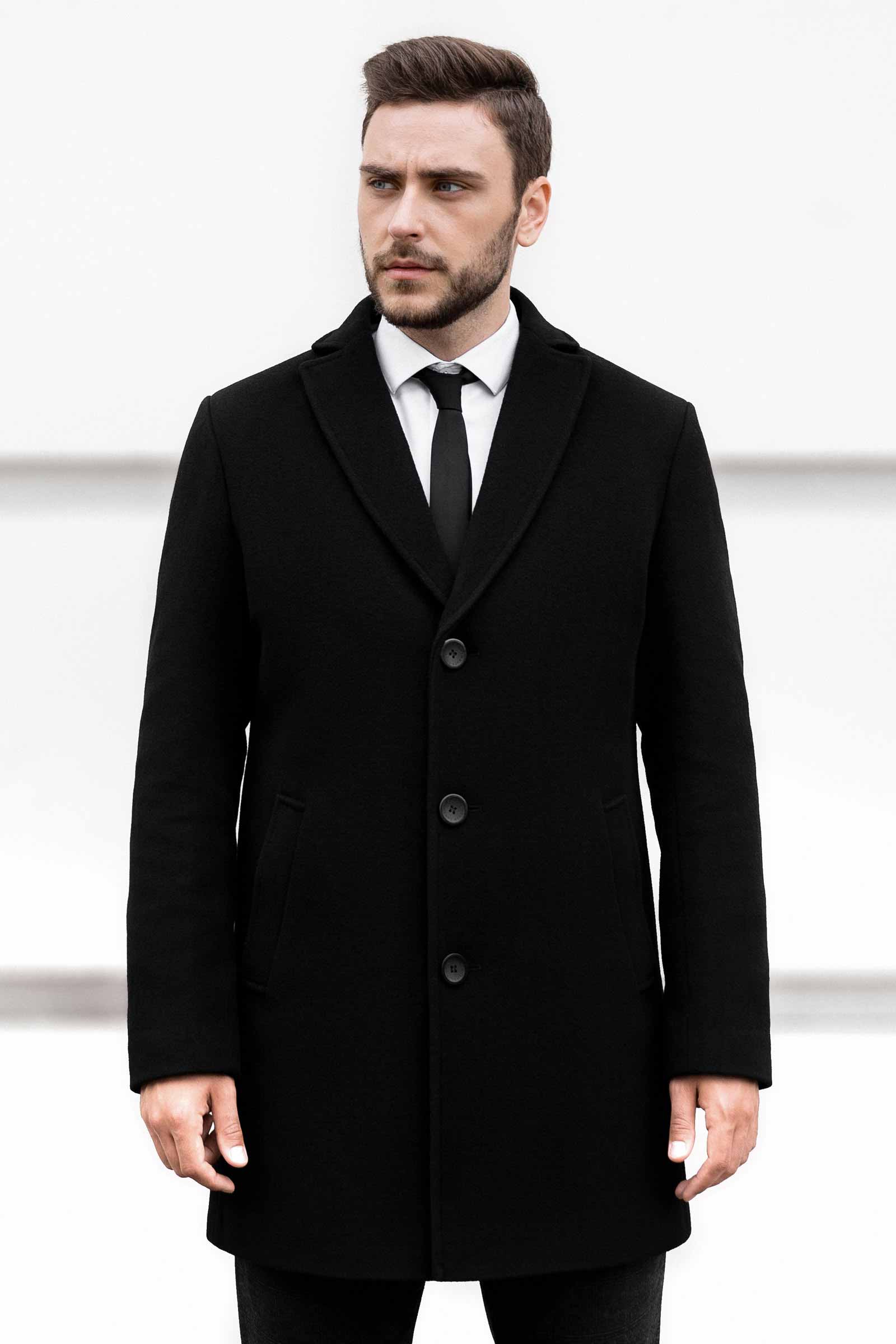 Чоловіче пальто Sun's House 58 Чорний (4820430141052)