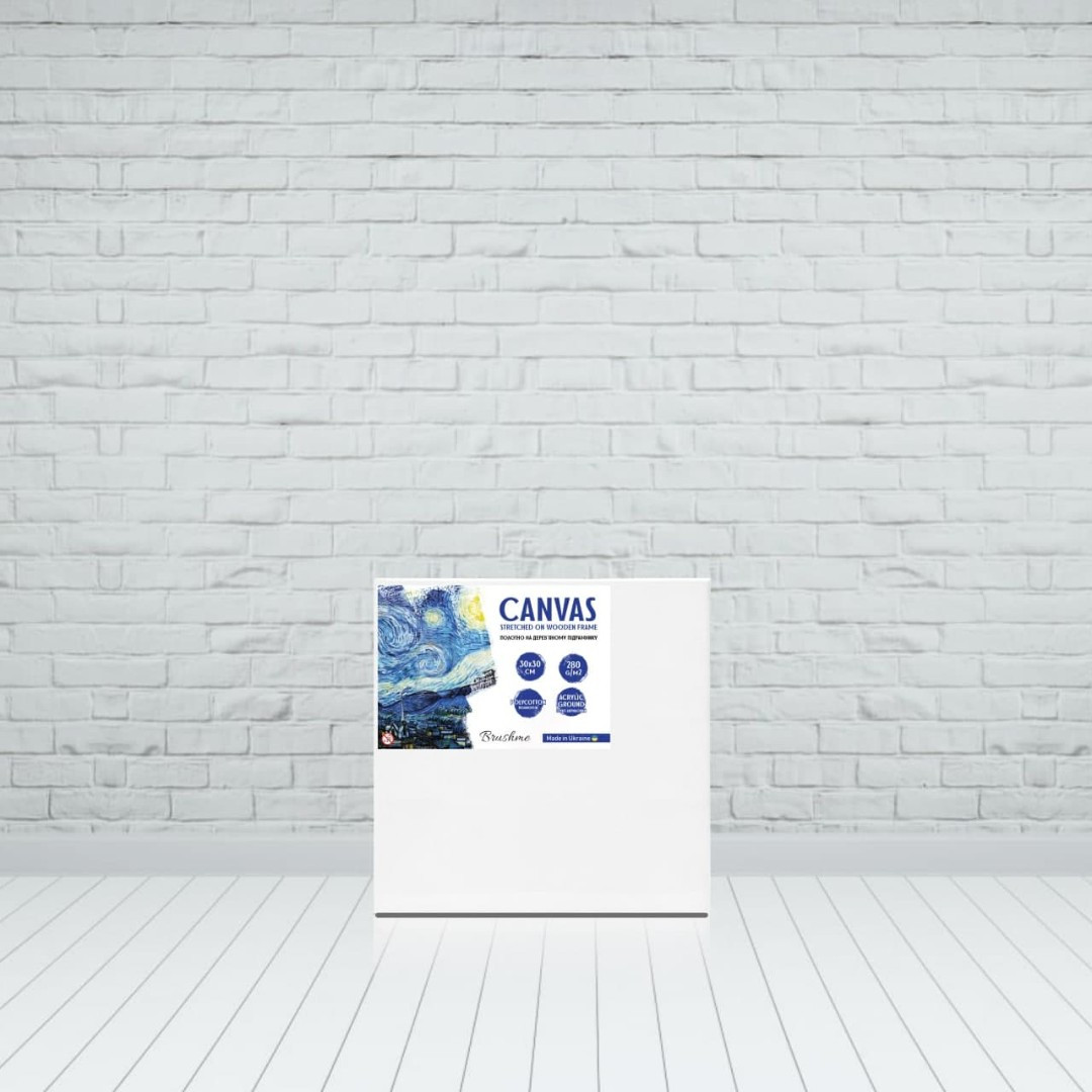 Полотно для малювання Brushme 30х30 см на дерев'яному підрамнику з галерейною натяжкою HL3 Білий