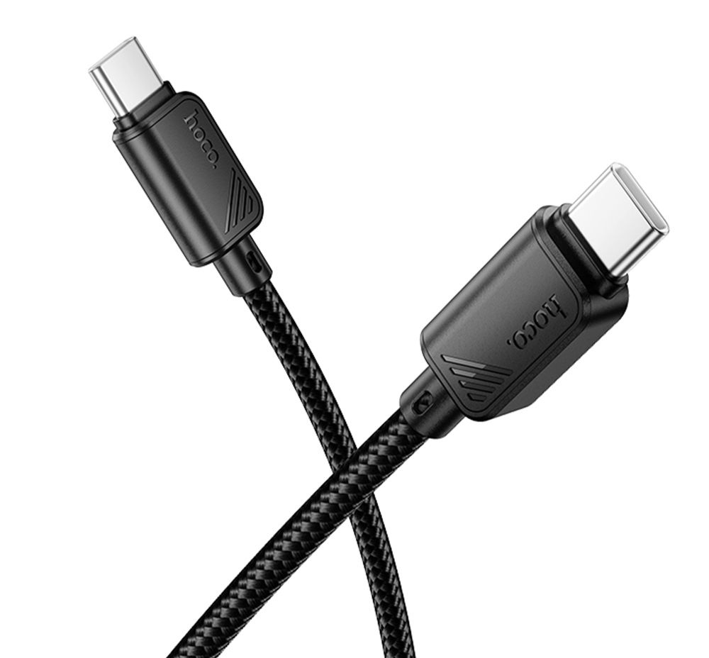 Кабель синхронізації Hoco X113 Nylon braided Type-C to Type-C 60W/3A 1 м Black (36775_3609174)