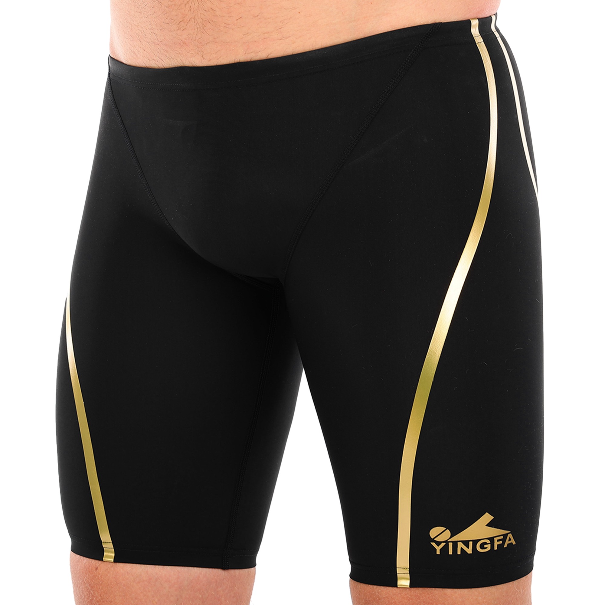 Плавки боксери чоловічі для плавання YINGFA 9665 M Чорний-золотий