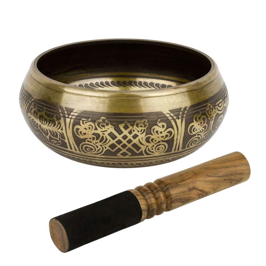 Співоча чаша Kailash Ганеш Вісім Символів Щастя Дорогоцінна Парасолька 165x165x70 мм Бронзовий (27704)