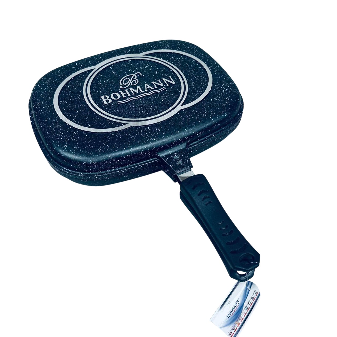 Сковорода гриль Bohmann BH-1700-34-MRB з мармуровим покриттям 34х25х4,8 см Чорний (23617)