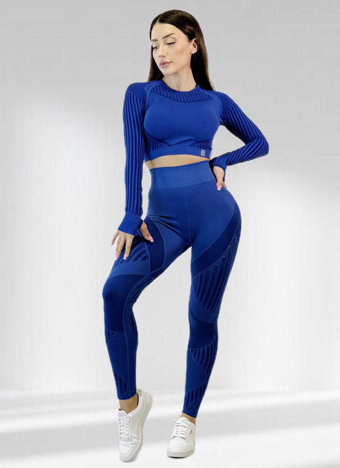 Костюм для фітнесу жіночий лосини та топ LILAFIT Синій L (LFS000124)