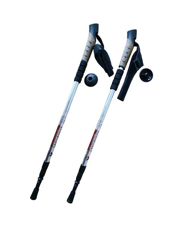Палиці Antishock для скандинавської ходьби+трекінг телескопічна пара Silver