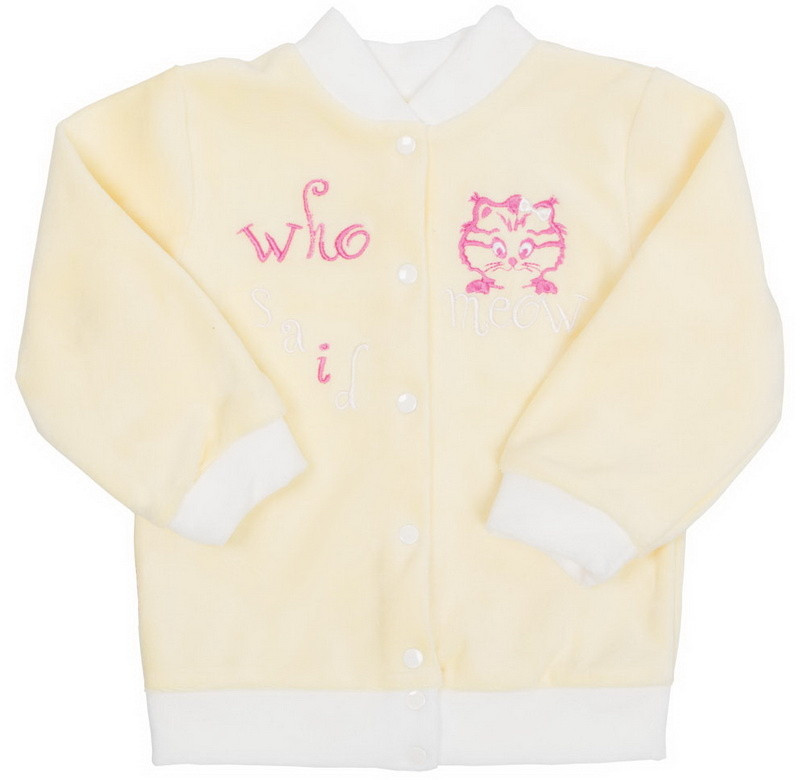 Кофта дитяча для дівчинки на кнопках GABBI Мяу Жовтий на зріст 68 (10987)