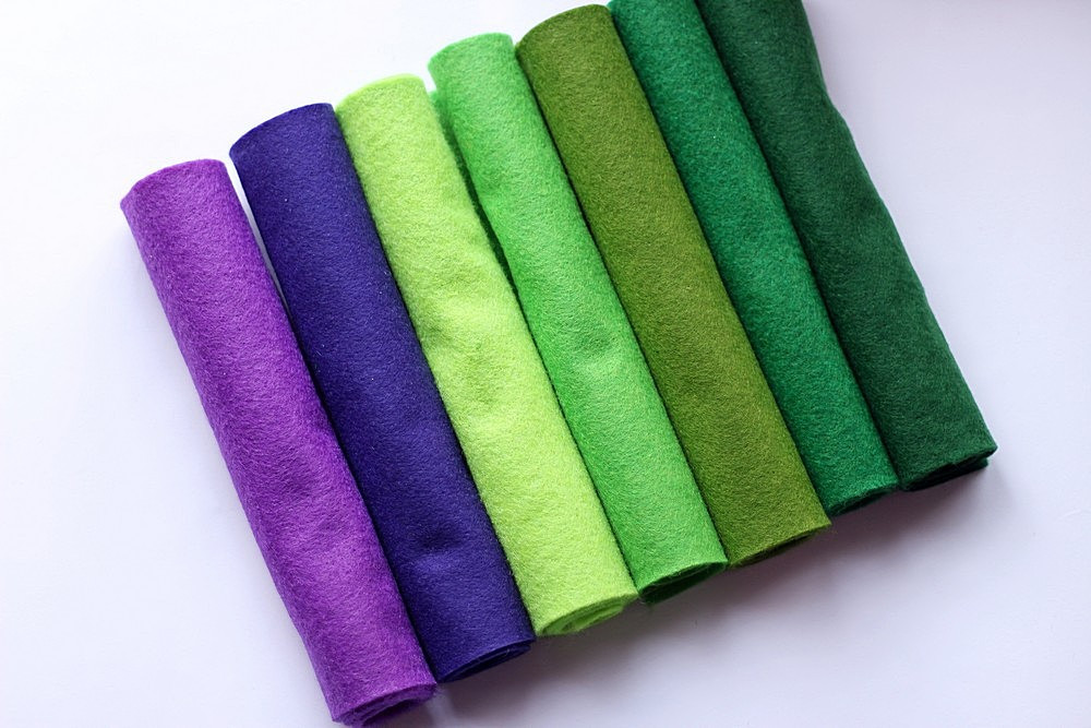 Набір китайського м'якого фетру Pugovichok Фіалка 7 кольорів для рукоділля та творчості (7160)