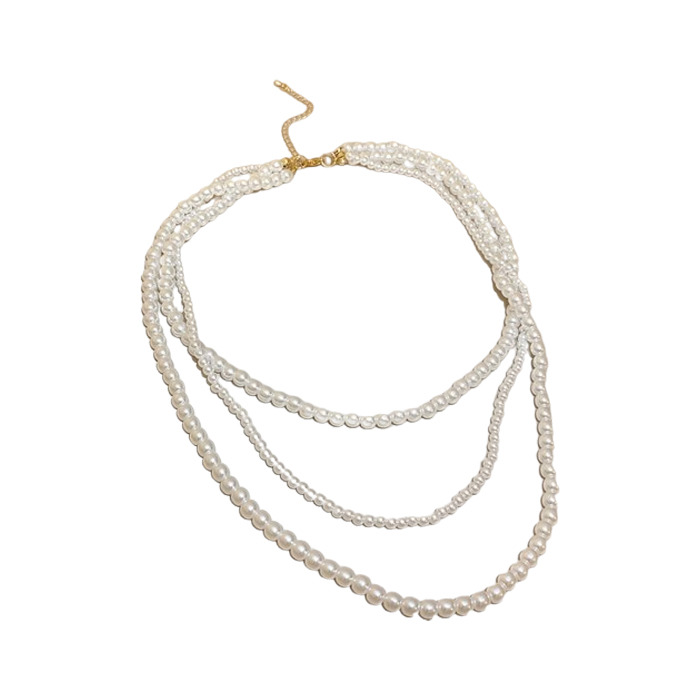 Намиста білі з перлинами із золотистою застібкою Bioworld (23252)